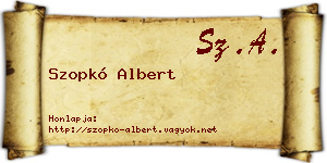 Szopkó Albert névjegykártya